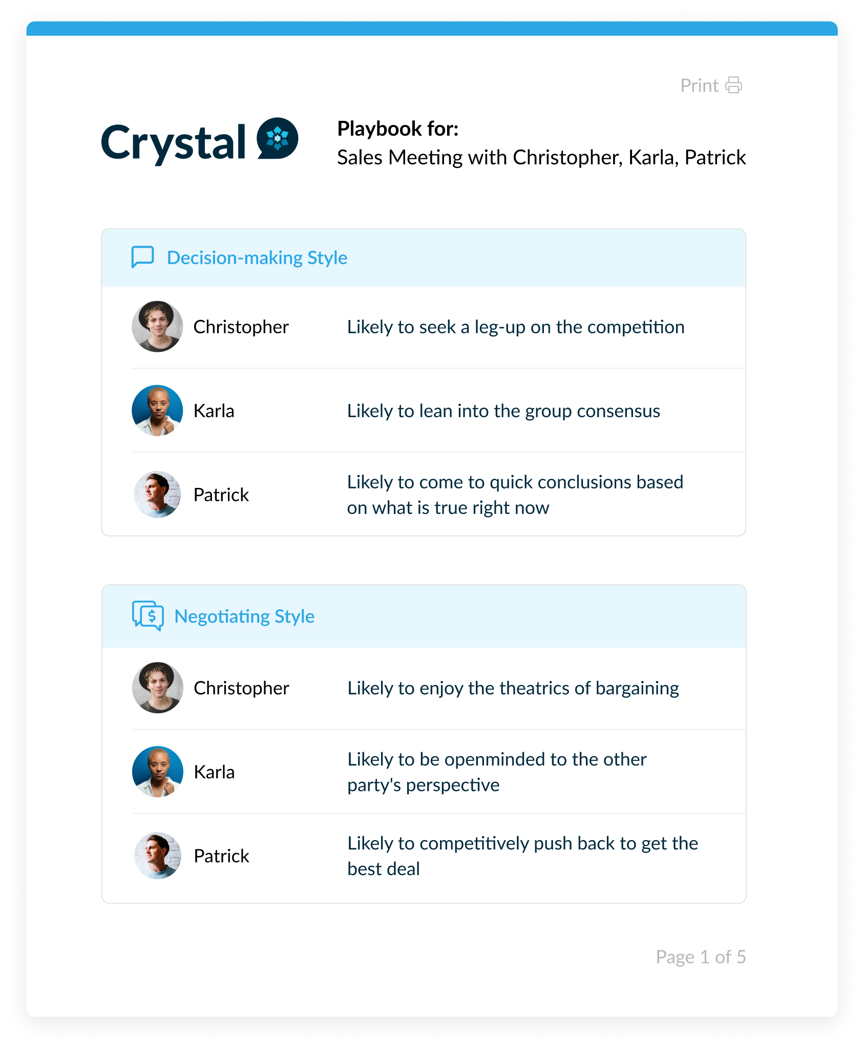 crystal sales meeting playbooks
