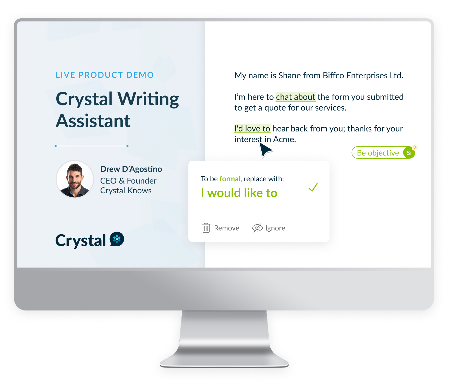 Crystal Writing Assistant Live Product Demo